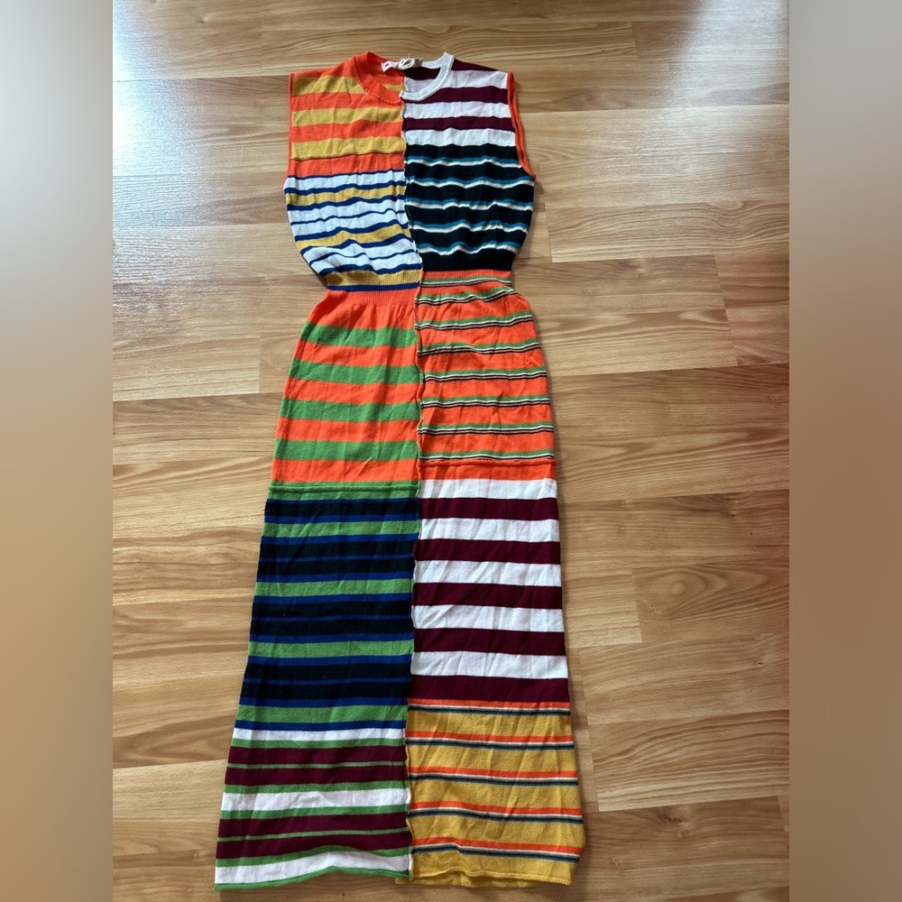 Marni Striped Patchwork Sleeveless Knit Midi Shea… - image 5